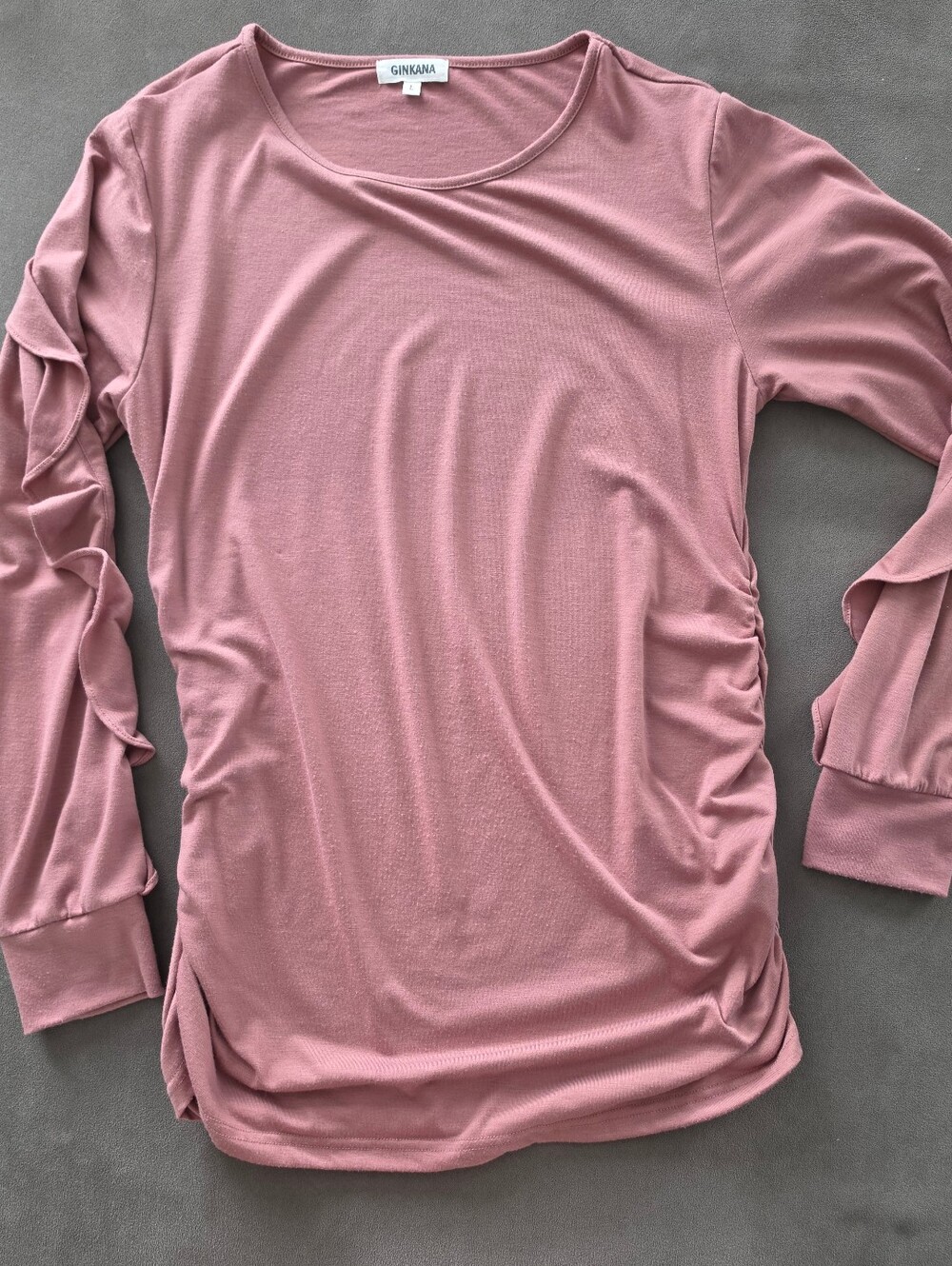 Women's Maternity Ruffle Long Sleeve Top